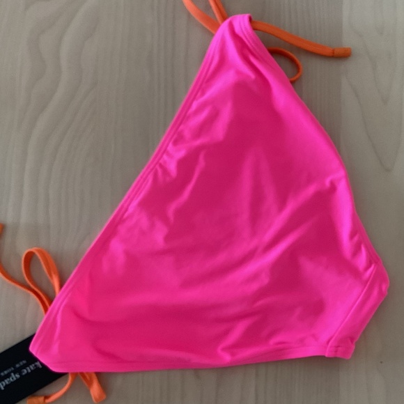 Kate Spade New York Contrast Trim String Bikini Bottoms Radiant Pink Orange Trim - Picture 9 of 12